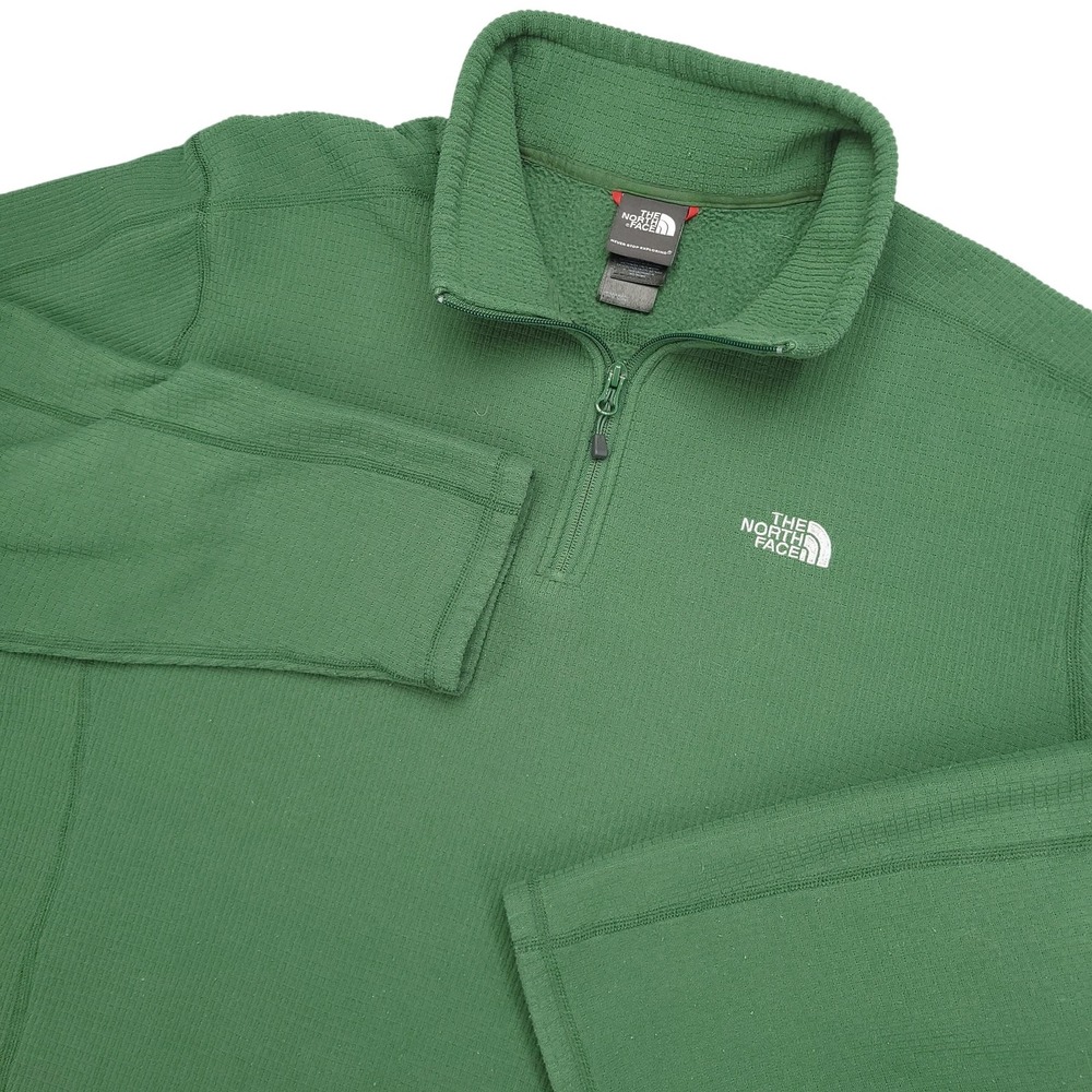 The North Face Sweater Mens 2XL Green Quarter Zip Fleece Pullover Outdoor Hiking